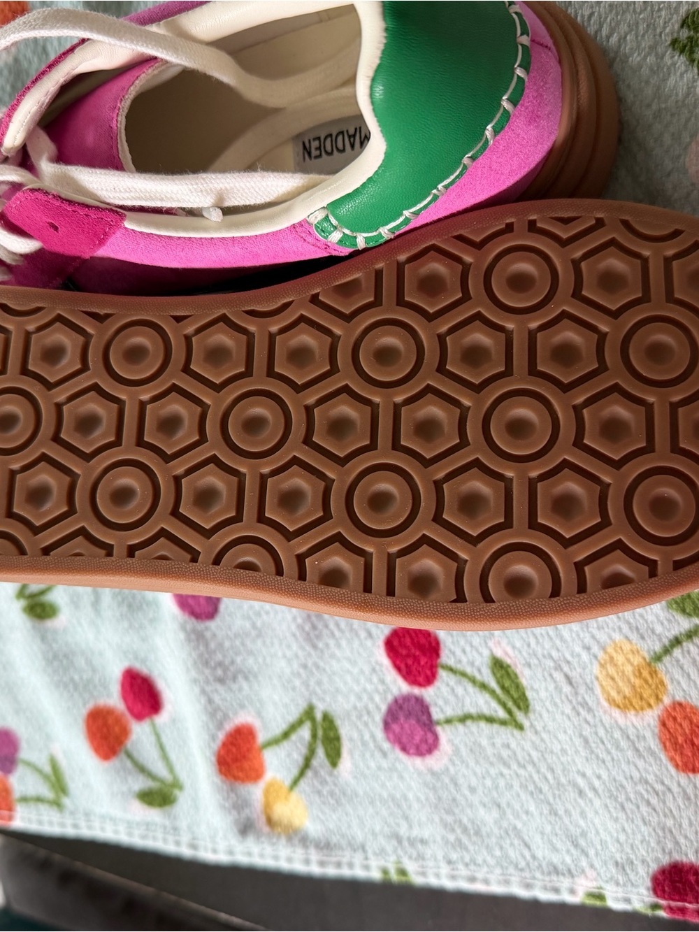 Steve Madden Hot Pink Suede Platform Sneakers with Black Accent - Picture 5 of 15